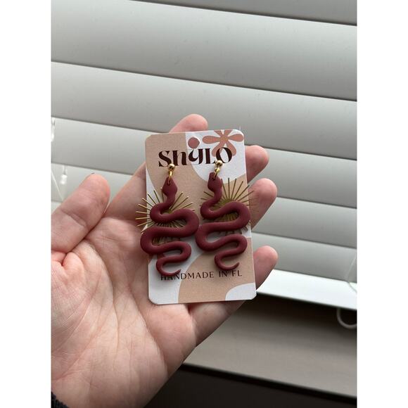 Shylo Snake Earrings with Gold Sunburst - Red - Picture 1 of 1